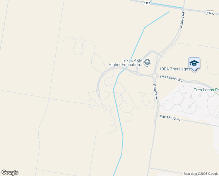 map of restaurants, bars, coffee shops, grocery stores, and more near Tres Lagos Boulevard in Edinburg