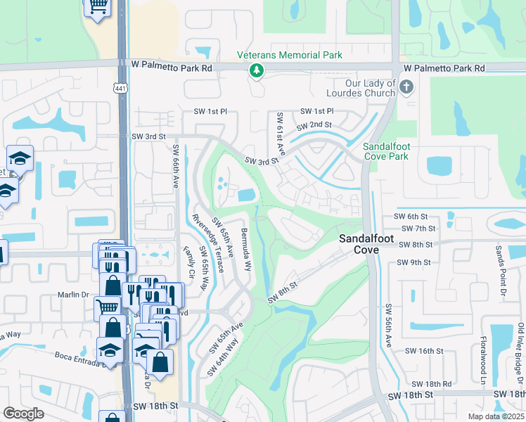 map of restaurants, bars, coffee shops, grocery stores, and more near 10025 Boca Vue Drive in Boca Raton