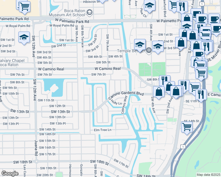 map of restaurants, bars, coffee shops, grocery stores, and more near 926 Hickory Terrace in Boca Raton