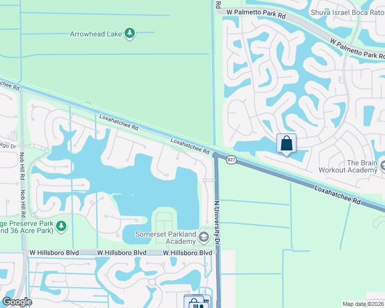 map of restaurants, bars, coffee shops, grocery stores, and more near 8850 Miralago Way in Parkland