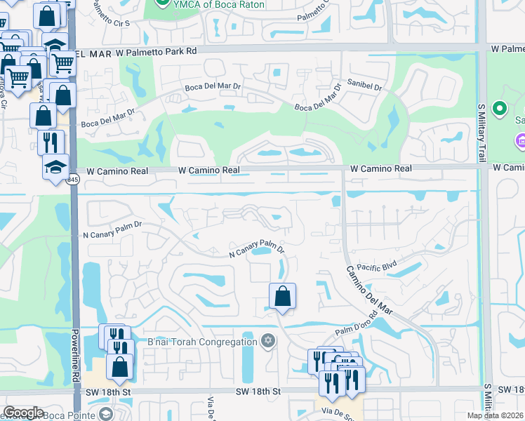 map of restaurants, bars, coffee shops, grocery stores, and more near 6283 La Costa Drive in Boca Raton
