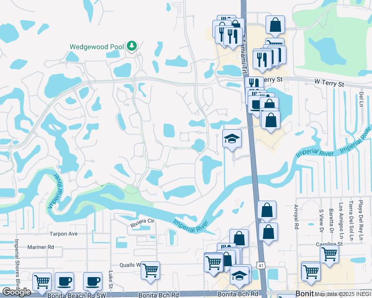 map of restaurants, bars, coffee shops, grocery stores, and more near 3331 Myrtle Oak Court in Bonita Springs