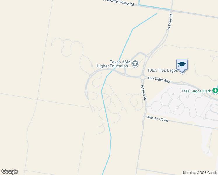 map of restaurants, bars, coffee shops, grocery stores, and more near Tres Lagos Boulevard in Edinburg