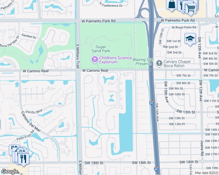 map of restaurants, bars, coffee shops, grocery stores, and more near 896 Southwest 9th Street Circle in Boca Raton