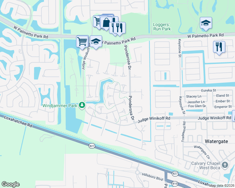 map of restaurants, bars, coffee shops, grocery stores, and more near 11544 Orange Blossom Lane in Boca Raton