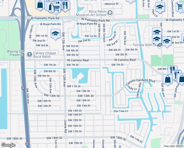 map of restaurants, bars, coffee shops, grocery stores, and more near 898 Southwest 10th Avenue in Boca Raton