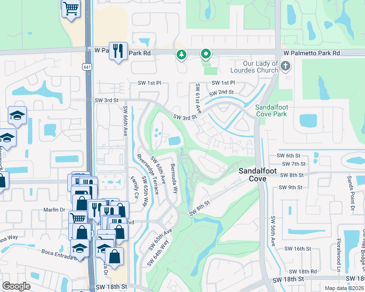 map of restaurants, bars, coffee shops, grocery stores, and more near 10025 Boca Vue Drive in Boca Raton