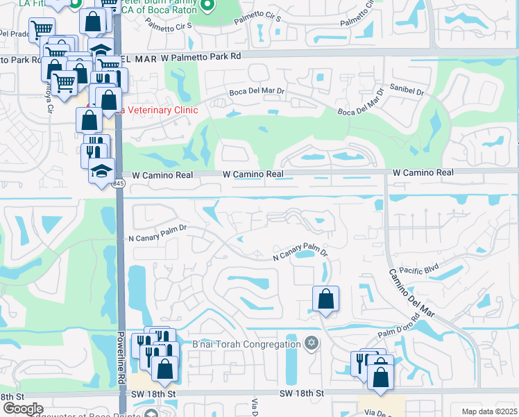 map of restaurants, bars, coffee shops, grocery stores, and more near 6512 Contempo Lane in Boca Raton