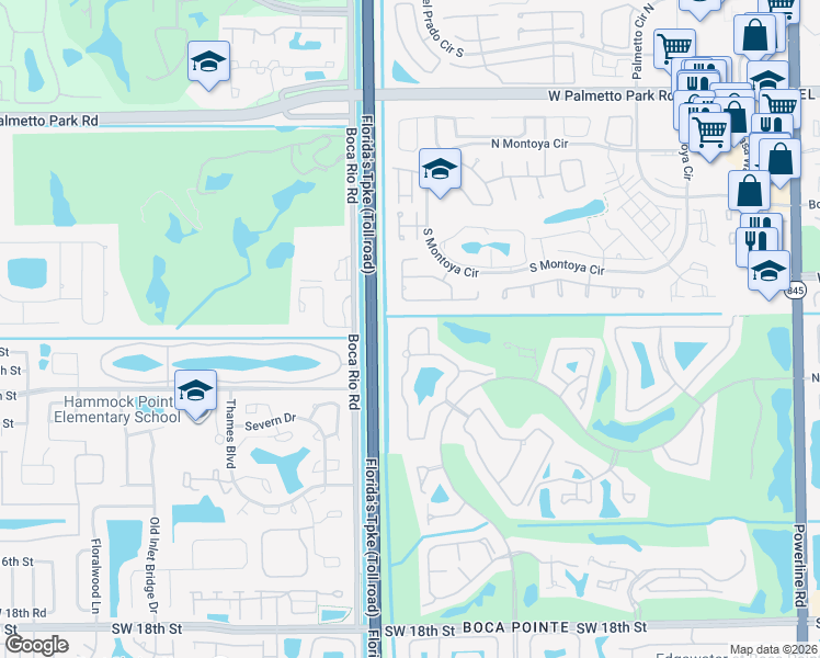 map of restaurants, bars, coffee shops, grocery stores, and more near 22654 Meridiana Drive in Boca Raton