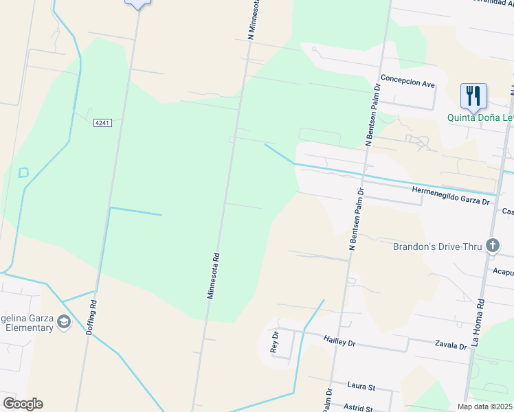 map of restaurants, bars, coffee shops, grocery stores, and more near 9600 North Minnesota Road in Palmview