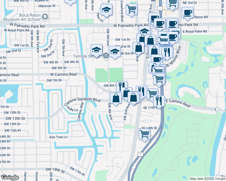 map of restaurants, bars, coffee shops, grocery stores, and more near in Boca Raton