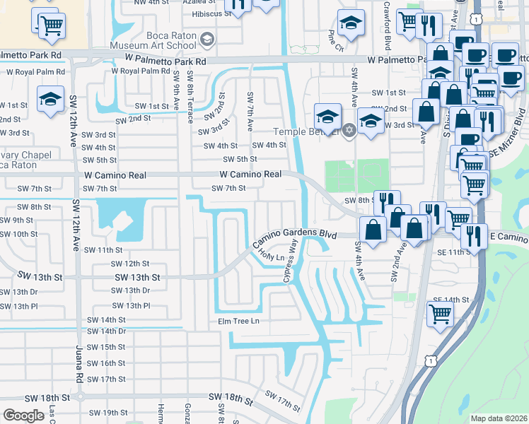 map of restaurants, bars, coffee shops, grocery stores, and more near 926 Hickory Terrace in Boca Raton