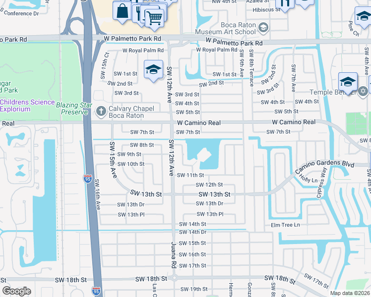 map of restaurants, bars, coffee shops, grocery stores, and more near 975 Southwest 11th Court in Boca Raton