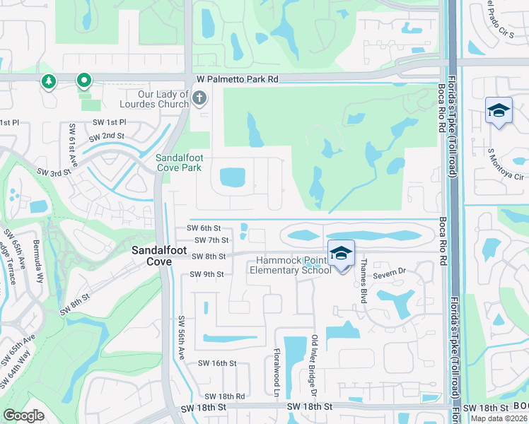 map of restaurants, bars, coffee shops, grocery stores, and more near 22588 Southwest 6th Street in Boca Raton