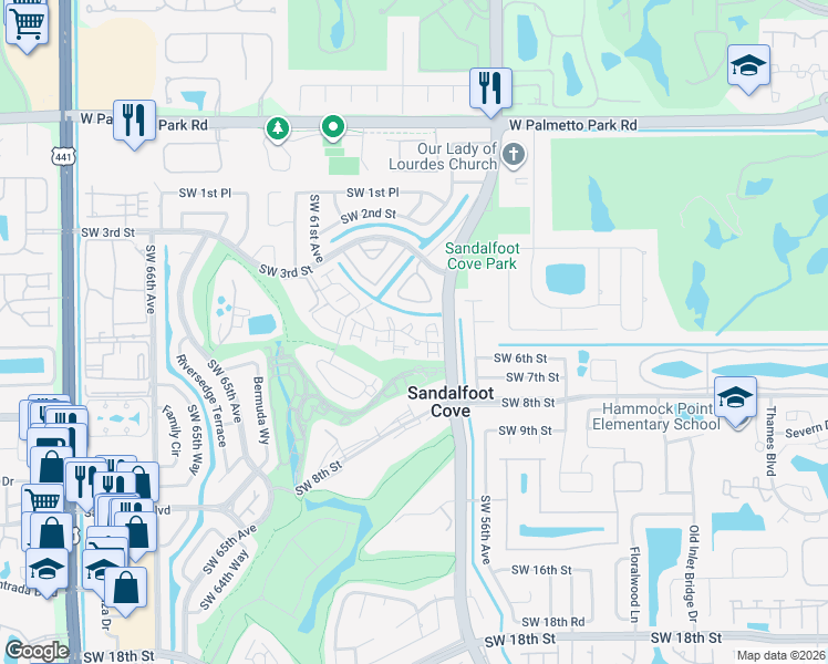 map of restaurants, bars, coffee shops, grocery stores, and more near 9205 Southwest 5th Street in Boca Raton