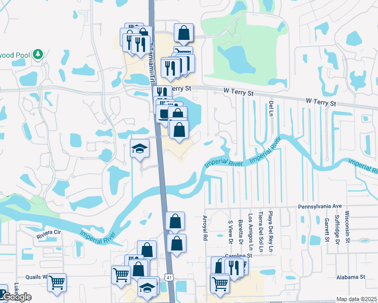 map of restaurants, bars, coffee shops, grocery stores, and more near 8717 River Homes Lane in Bonita Springs