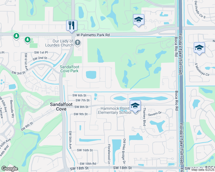 map of restaurants, bars, coffee shops, grocery stores, and more near 22106 Martella Avenue in Boca Raton