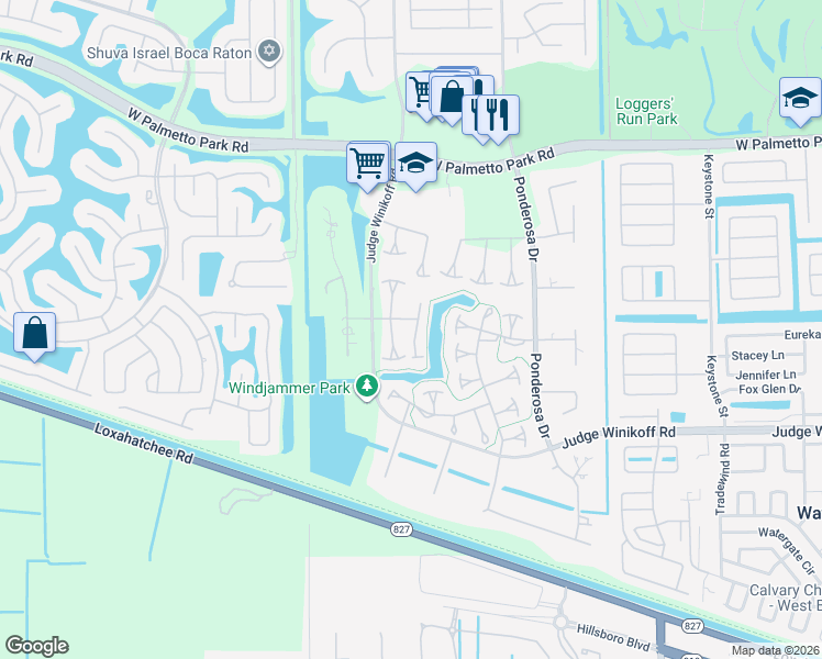 map of restaurants, bars, coffee shops, grocery stores, and more near 22415 Cypress Wood Lane in Boca Raton