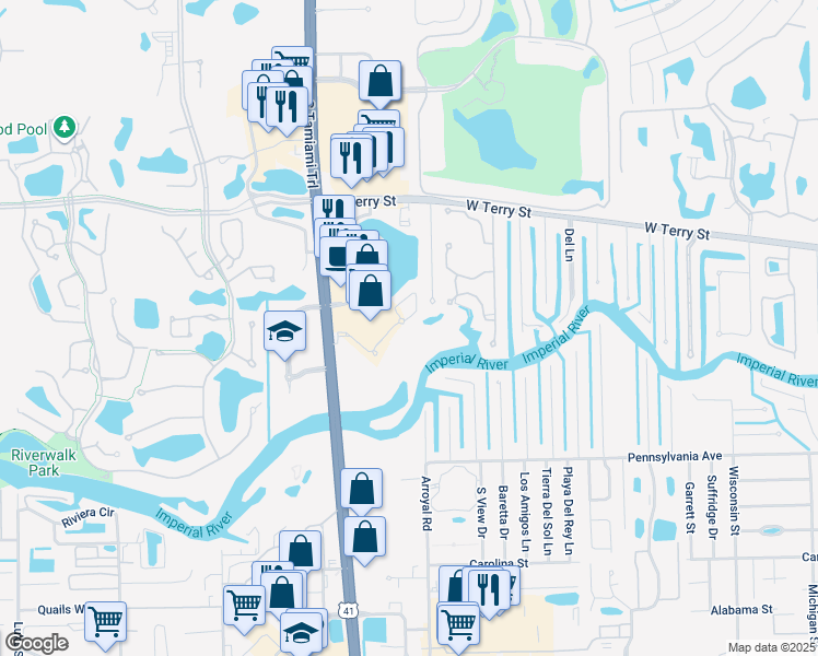 map of restaurants, bars, coffee shops, grocery stores, and more near 8717 River Homes Lane in Bonita Springs