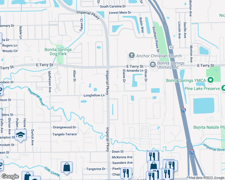 map of restaurants, bars, coffee shops, grocery stores, and more near 11561 Pin Oak Drive in Bonita Springs