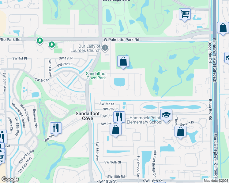 map of restaurants, bars, coffee shops, grocery stores, and more near 22455 Ensenada Way in Boca Raton