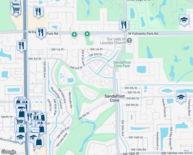 map of restaurants, bars, coffee shops, grocery stores, and more near 9327 Southwest 5th Street in Boca Raton