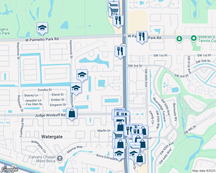 map of restaurants, bars, coffee shops, grocery stores, and more near 10131 Festival Way in Boca Raton