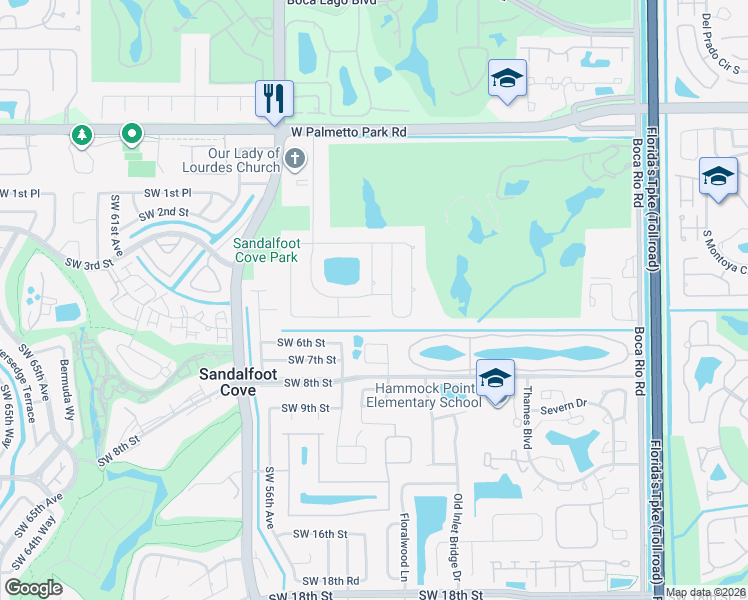 map of restaurants, bars, coffee shops, grocery stores, and more near 22485 Ensenada Way in Boca Raton