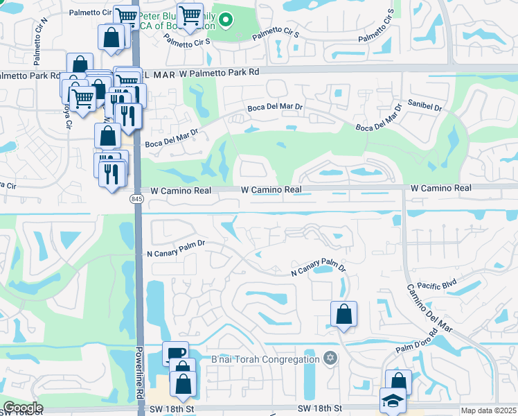 map of restaurants, bars, coffee shops, grocery stores, and more near 6556 Casabella Lane in Boca Raton