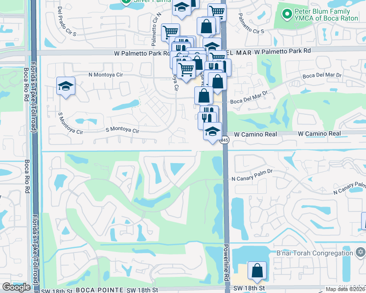 map of restaurants, bars, coffee shops, grocery stores, and more near 7204 Carmel Court in Boca Raton