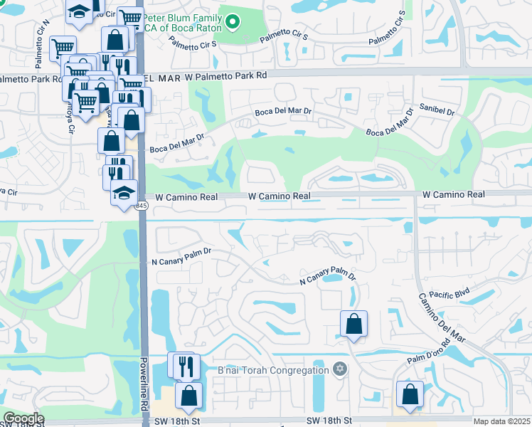 map of restaurants, bars, coffee shops, grocery stores, and more near 6556 Casabella Lane in Boca Raton