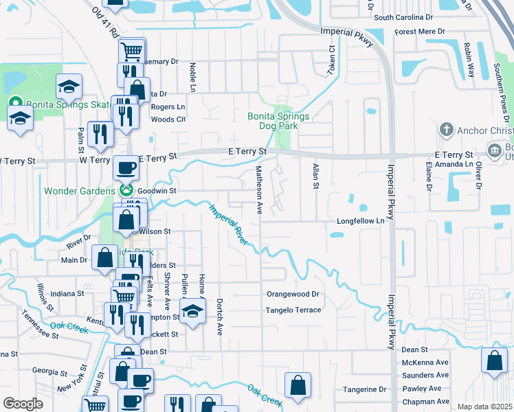 map of restaurants, bars, coffee shops, grocery stores, and more near 27220 Matheson Avenue in Bonita Springs