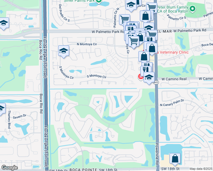 map of restaurants, bars, coffee shops, grocery stores, and more near 7456 Dublin Drive in Boca Raton