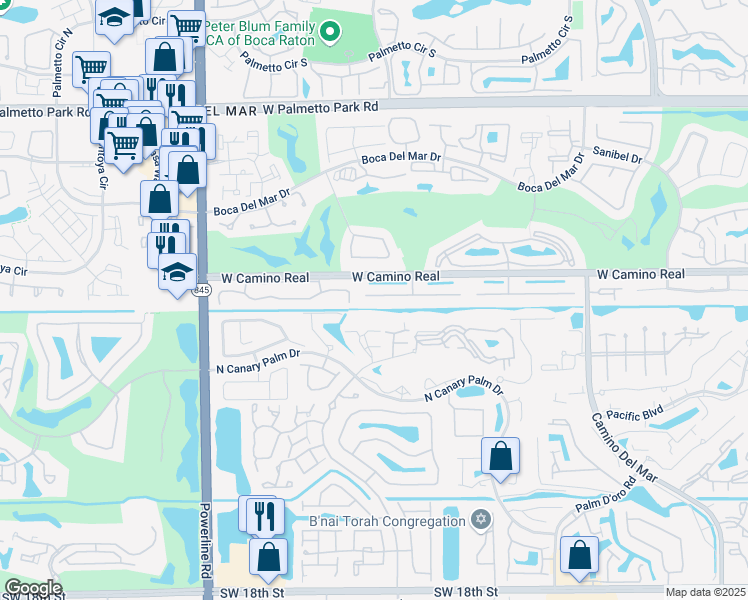 map of restaurants, bars, coffee shops, grocery stores, and more near 6556 Casabella Lane in Boca Raton