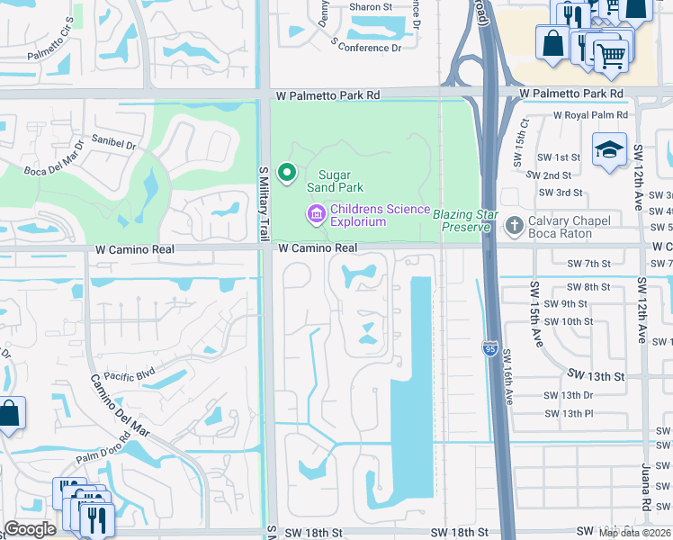 map of restaurants, bars, coffee shops, grocery stores, and more near 818 Southwest 9th Street Circle in Boca Raton