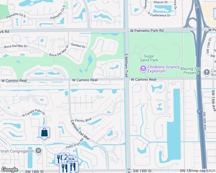 map of restaurants, bars, coffee shops, grocery stores, and more near 5660 Wind Drift Lane in Boca Raton