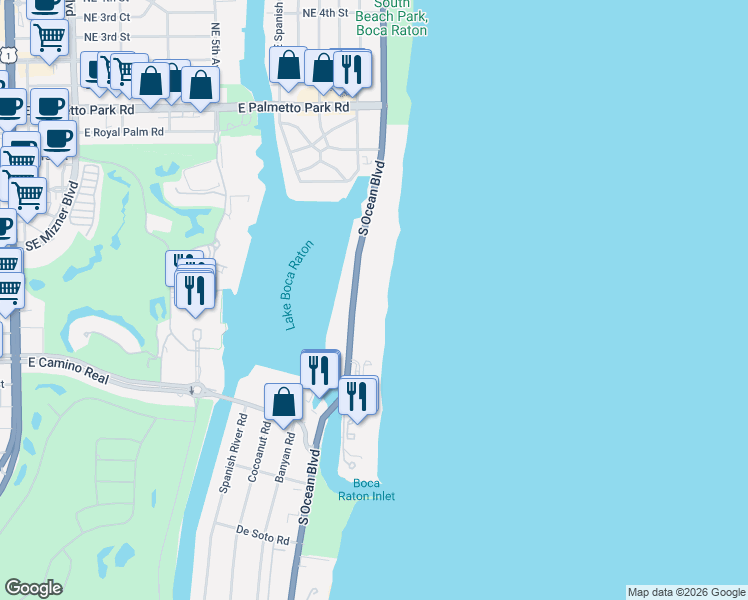 map of restaurants, bars, coffee shops, grocery stores, and more near in Boca Raton