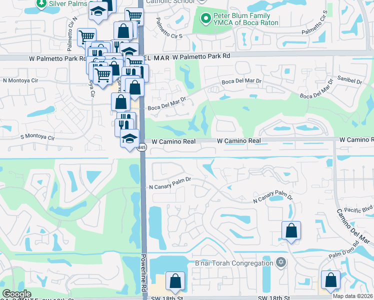 map of restaurants, bars, coffee shops, grocery stores, and more near 6730 Tiburon Circle in Boca Raton