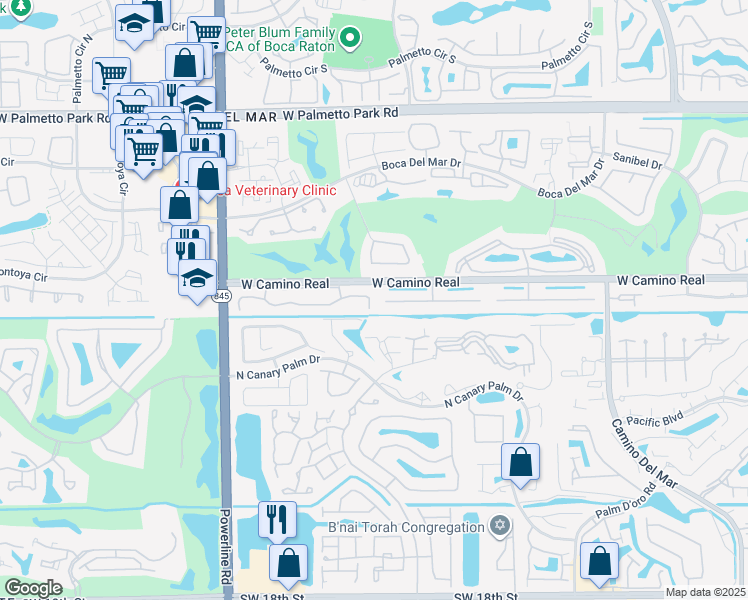 map of restaurants, bars, coffee shops, grocery stores, and more near 6616 Tiburon Circle in Boca Raton
