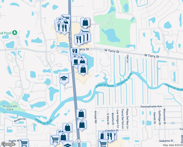 map of restaurants, bars, coffee shops, grocery stores, and more near 8717 River Homes Lane in Bonita Springs