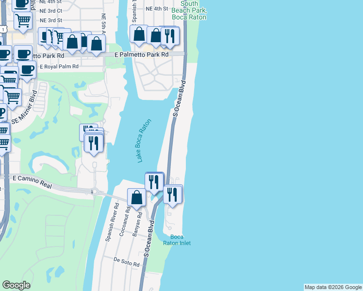 map of restaurants, bars, coffee shops, grocery stores, and more near in Boca Raton