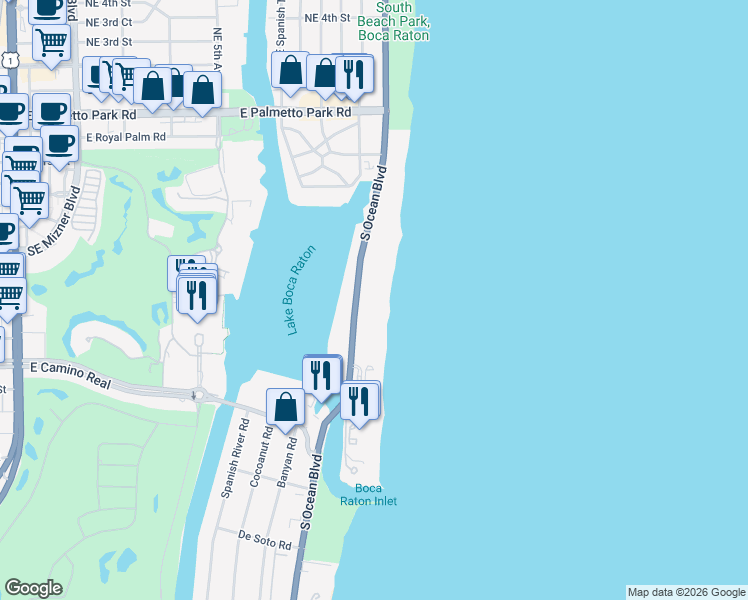 map of restaurants, bars, coffee shops, grocery stores, and more near in Boca Raton