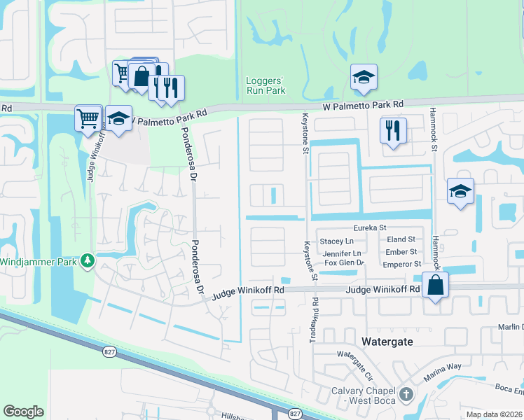 map of restaurants, bars, coffee shops, grocery stores, and more near 22488 Labrador Street in Boca Raton