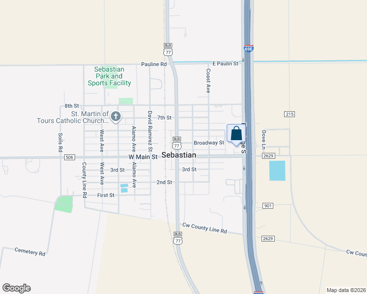 map of restaurants, bars, coffee shops, grocery stores, and more near in Sebastian