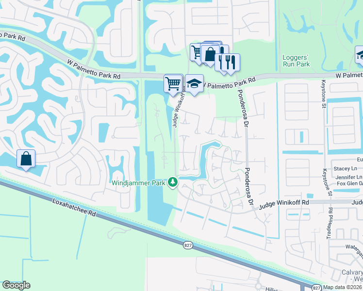 map of restaurants, bars, coffee shops, grocery stores, and more near 22389 Thousand Pines Lane in Boca Raton