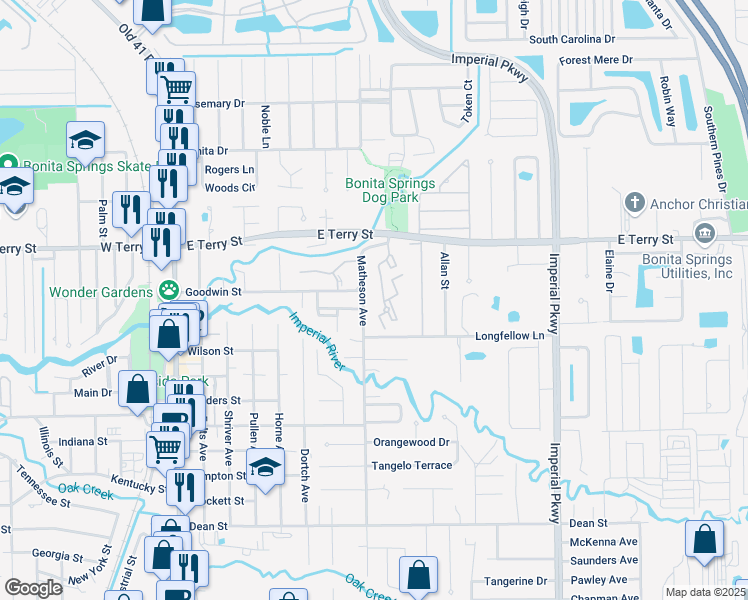 map of restaurants, bars, coffee shops, grocery stores, and more near 27095 Matheson Avenue in Bonita Springs