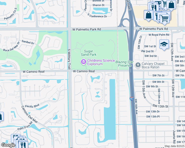 map of restaurants, bars, coffee shops, grocery stores, and more near 818 Southwest 9th Street Circle in Boca Raton