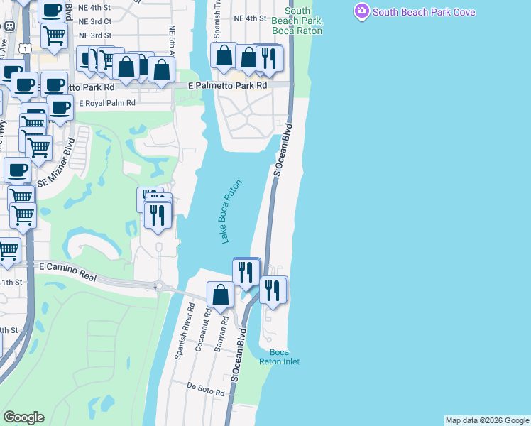map of restaurants, bars, coffee shops, grocery stores, and more near in Boca Raton