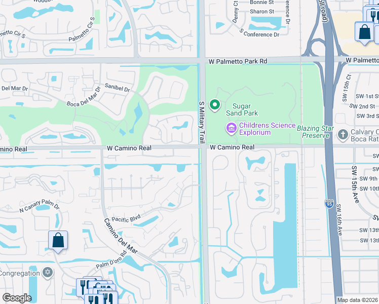 map of restaurants, bars, coffee shops, grocery stores, and more near 5560 Wind Drift Lane in Boca Raton