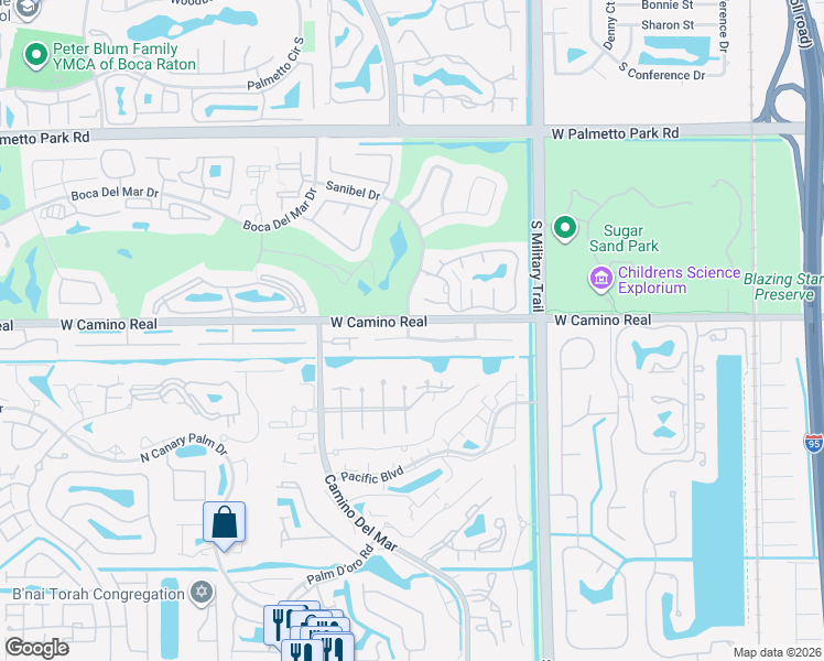 map of restaurants, bars, coffee shops, grocery stores, and more near 5732 Wind Drift Lane in Boca Raton
